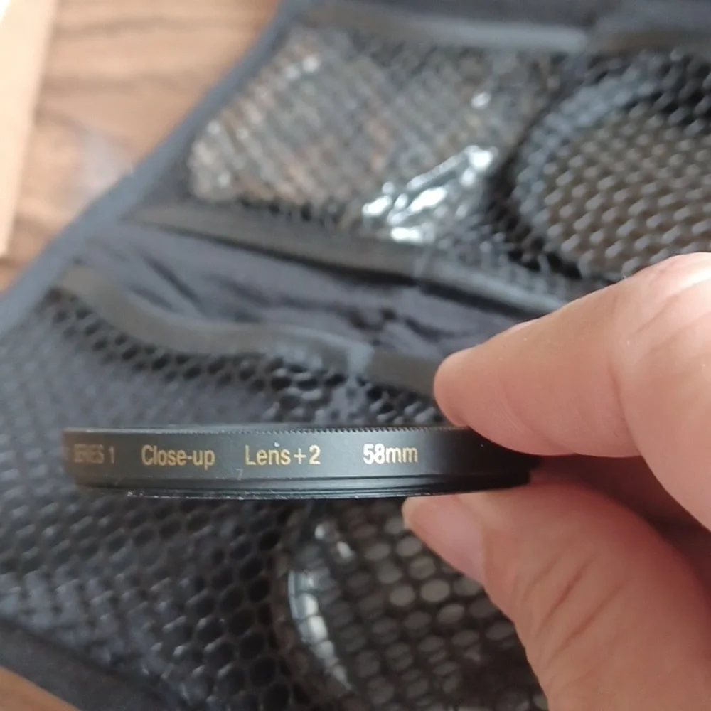 Vintage Vivitar lenses, set of 4, 58mm, 1x, 2x, CPL w/UV filter, 10x micro